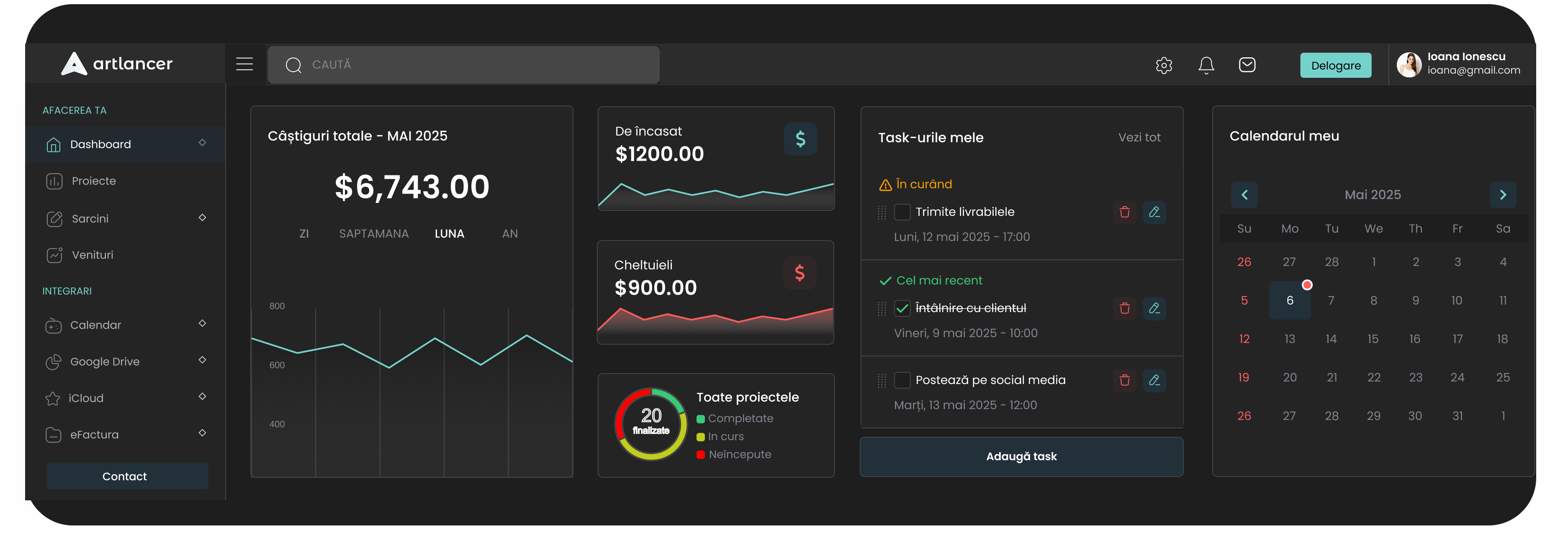 Artlancer Dashboard